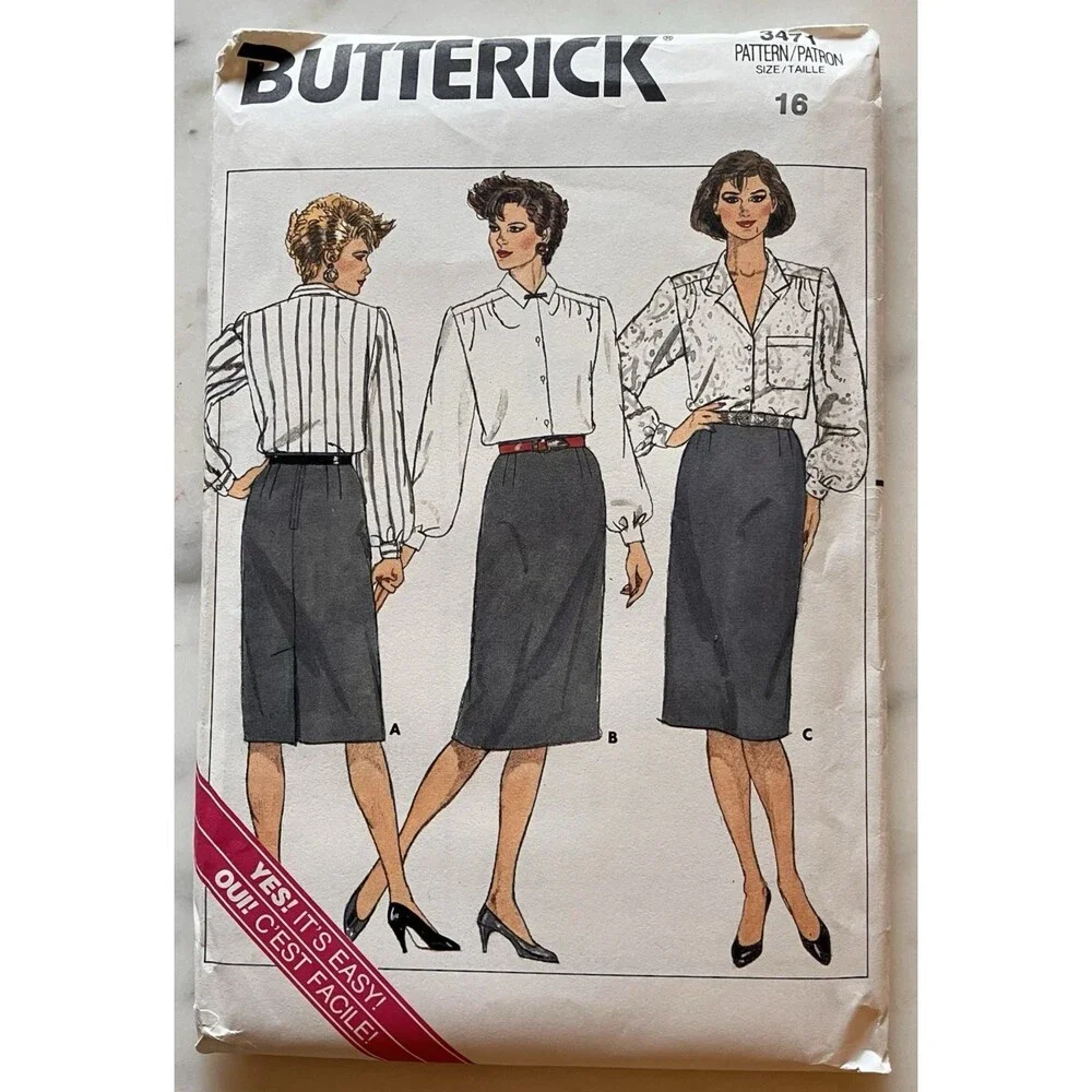Vintage Butterick Pattern‎ 3471 Women’s Proportioned Skirt Size 16 Business Pro
